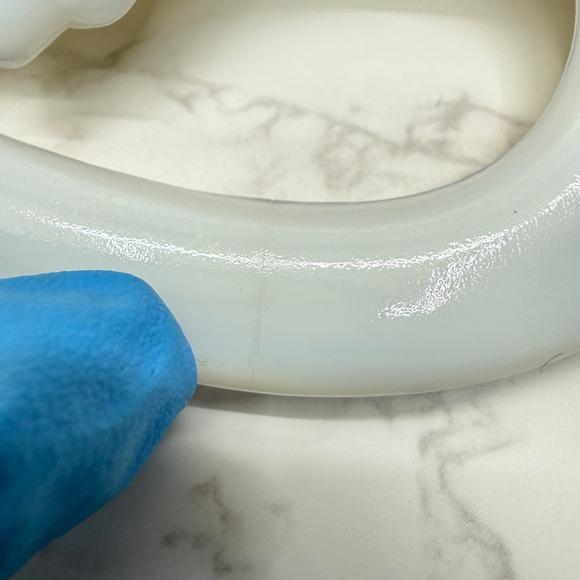 Vintage Fenton Milk Glass Leaf Serving Dish Handle 50s Art Glass Serving Platter - Picture 9 of 12